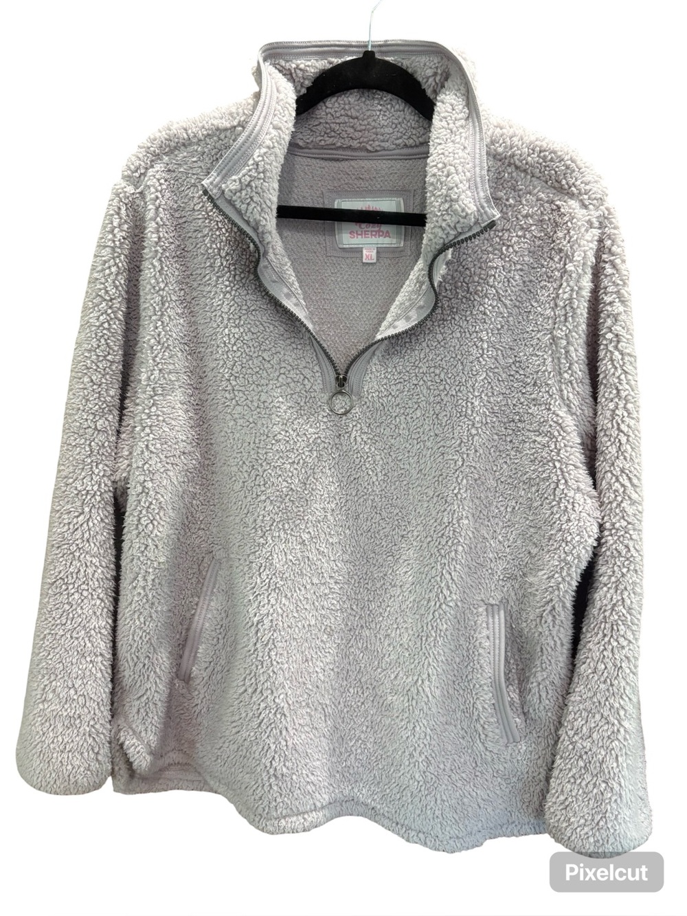 Sherpa Half-Zip Sherpa Fleece Pullover - Light Gray